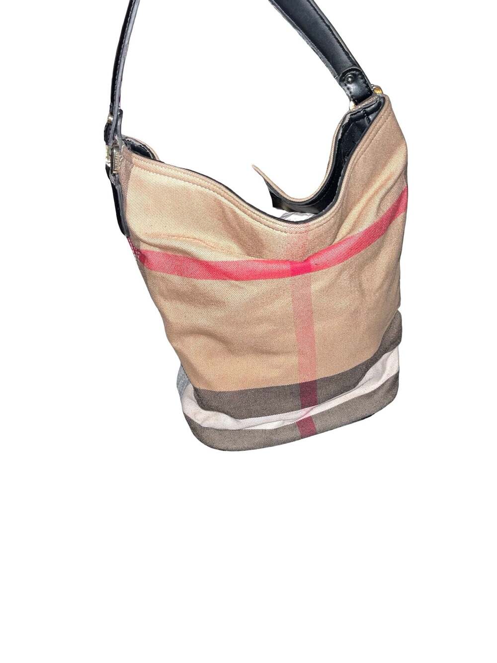 Burberry Ashby House Check Canvas Medium Bucket Bag